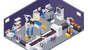 Footwear,Shoes,Production,Isometric,Composition,With,View,Of,Production,Department